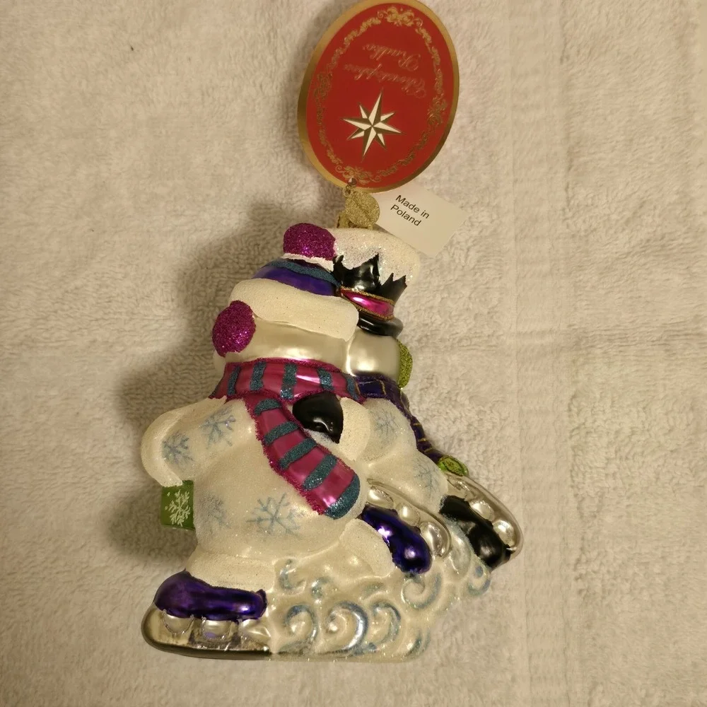 New Radko 1018873 Skating Snowman Couple Our‎ First Christmas Ornament